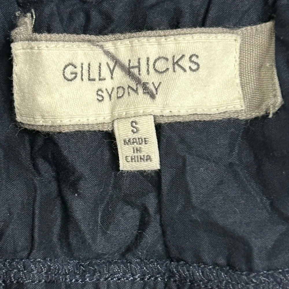 Gilly Hicks Mini Skirt Womens Size S Navy Blue Tiered Ruffle Cotton Lined Casual